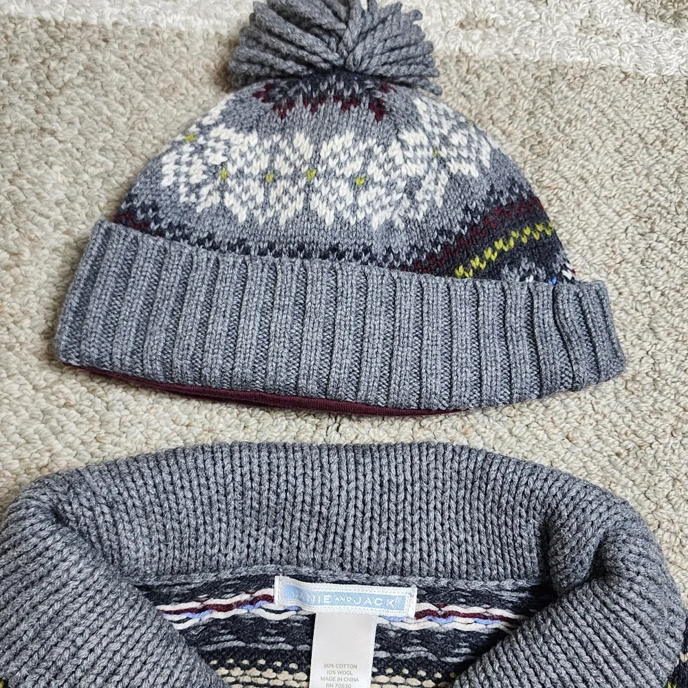 Janie and Jack Fair Isle Sweater & Hat 6-12 Months